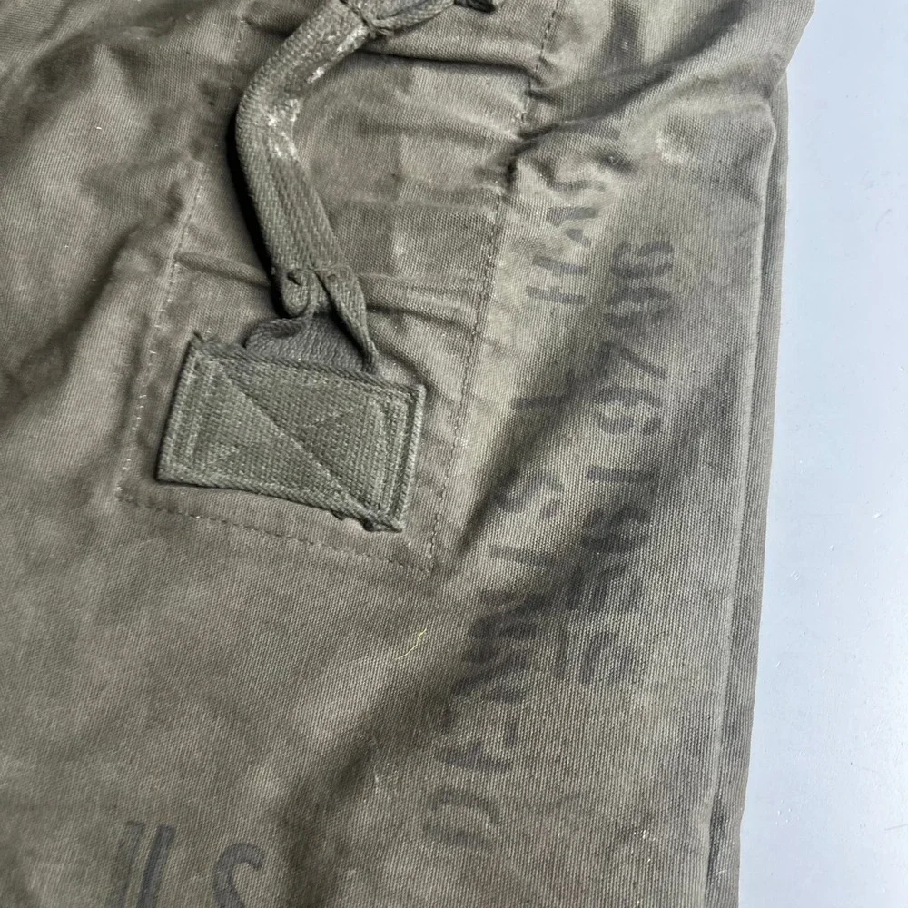 Vintage US Military Canvas Duffel Bag Olive Drab Green Top Load Sea Bag 36 Inch